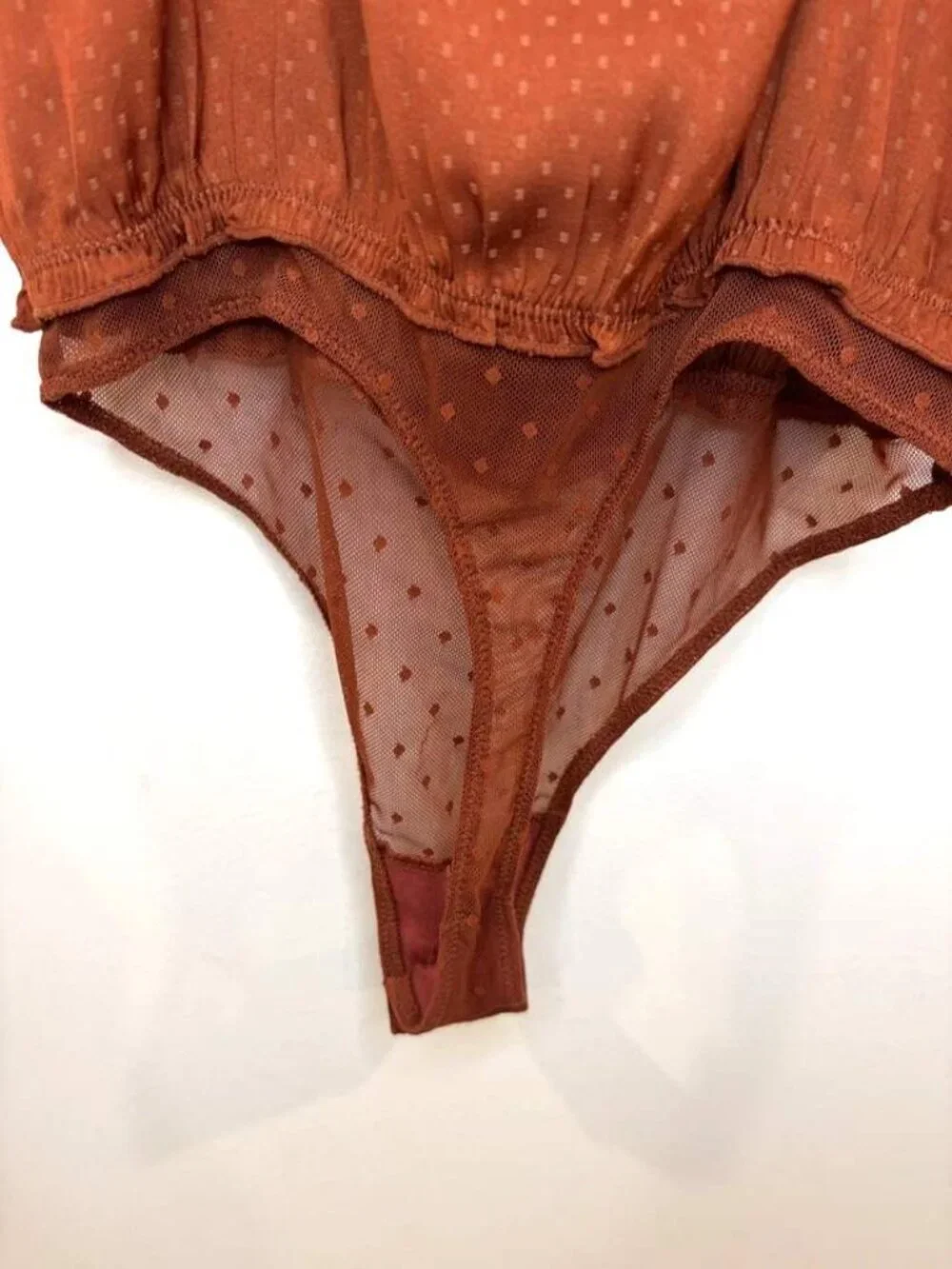 NWT Intimately Free People Place For You Bodysuit Sz XS Rust Cut Out Silky Thong